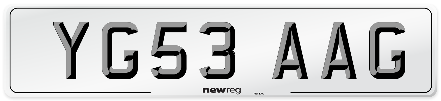 YG53 AAG Number Plate from New Reg
